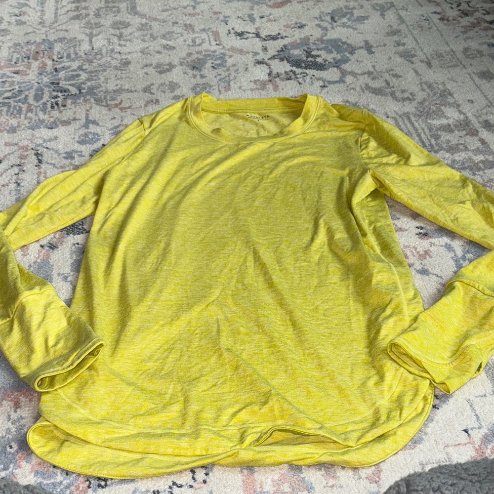 Athleta Bright Yellow Long Sleeve Shirt size small